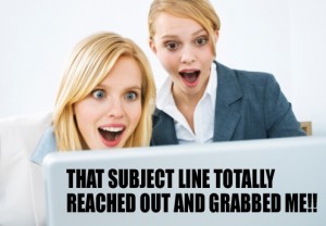 two women looking in a computer and reading email lame-subject-line