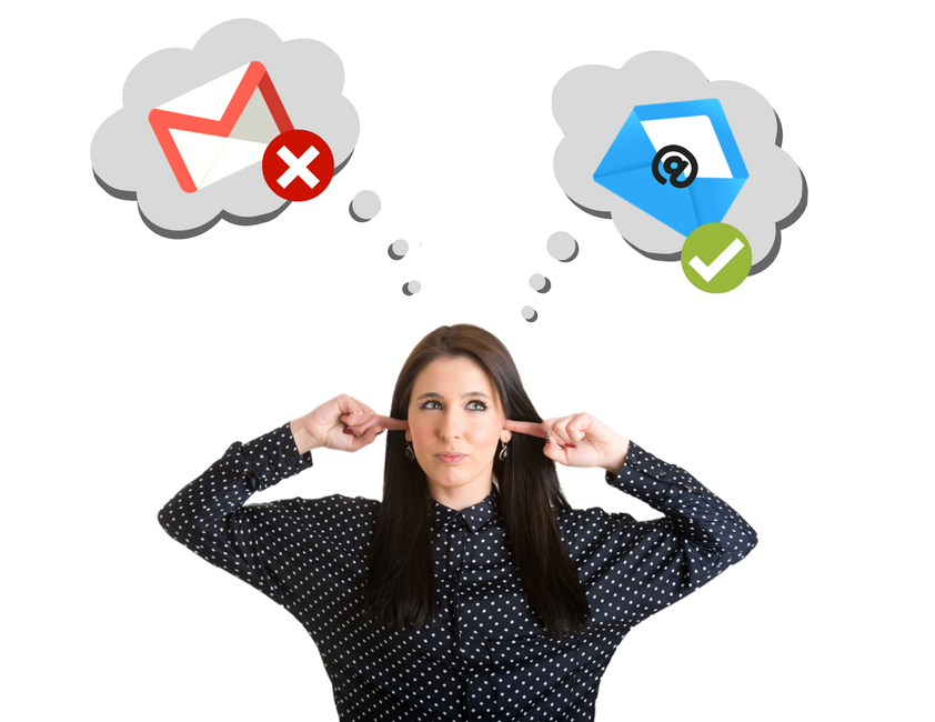 woman holding her ears and is confused about spam in gmail and inbox