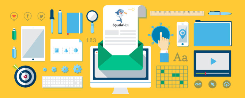 email amrketing components on a yellow background