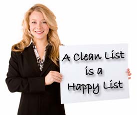 Young Woman Holding a Sign A clean list is a happy list