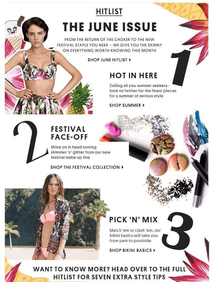 Topshop bad call to action button