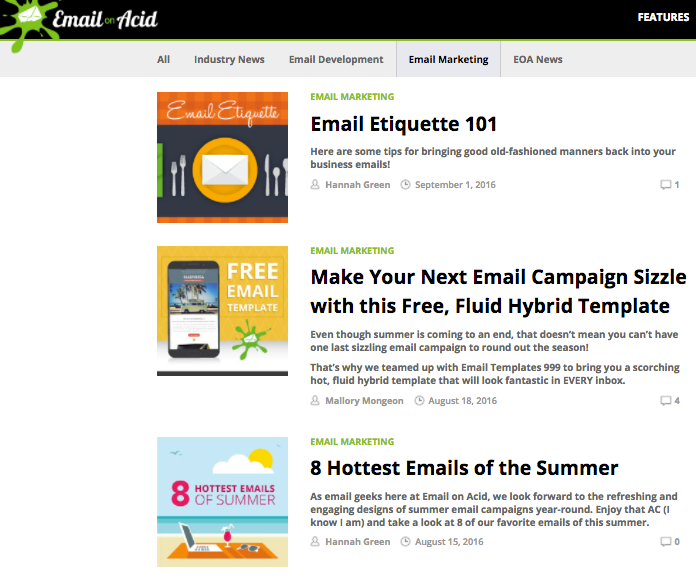 Email on Acid platform for email inspiration